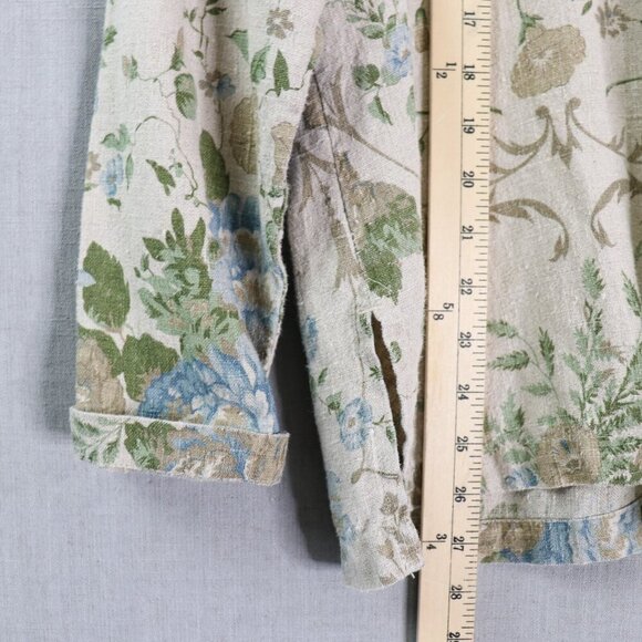 VTG Mishi Linen Tunic Top Women’s *L Floral V-Neck Boho Cottagecore Lagonlook - Picture 11 of 16